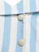 Light Blue 1940s V Neck Striped Bow Dress 6