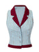 Blue 1950s Stripes Patchwork Sleeveless Blouse — vintage elegance for the modern woman