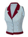 Blue 1950s Stripes Patchwork Sleeveless Blouse: timeless style reimagined