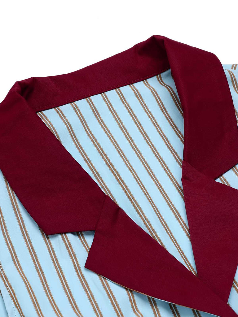 Blue 1950s Stripes Patchwork Sleeveless Blouse: timeless style reimagined
