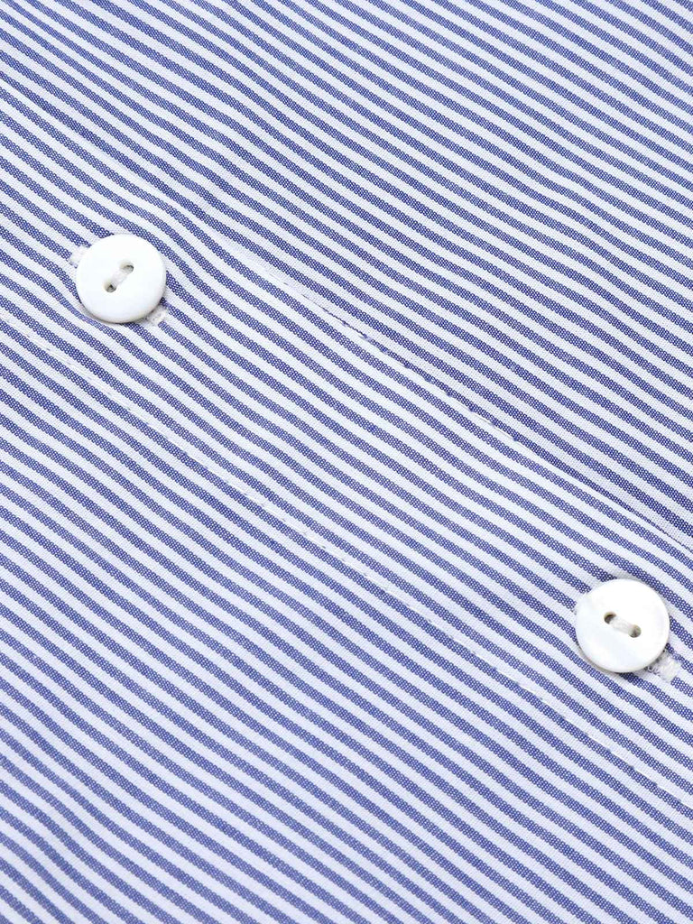 She pairs this Blue 1950s Tie Neck Stripes Blouse with confidence and 1950s charm