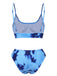 Blue 1950s Tie-Dye Spaghetti Straps Swimsuit, vintage swimsuit, pin-up swimwear - perfect for women who love vintage and retro fashion