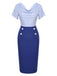 Blue 1960s Cowl Striped Lace-Up Wrap Dress, vintage dress, retro fashion, lace detail - perfect for women who love vintage and retro fashion