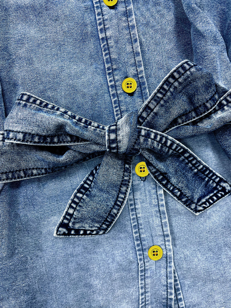Blue 1960s Denim Belted Blouse 5