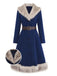Blue 1960s Faux Fur-Lined Belted Coat - vintage fashion, retro style