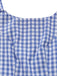 Blue 1960s Gingham Plaid Shoulder-Tie Empire Dress - vintage dress, retro fashion