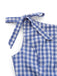 Blue 1960s Gingham Plaid Shoulder-Tie Empire Dress - vintage dress, retro fashion