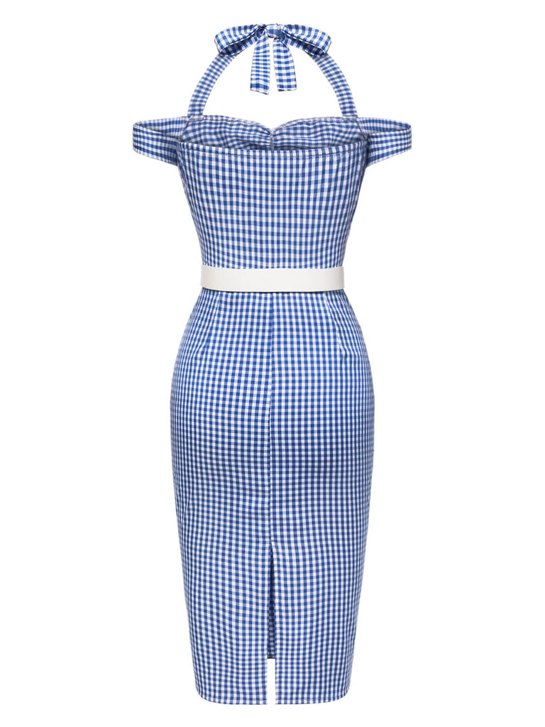 1960s Halter OffShoulder Plaid Pencil | 1960s | vintage dress, retro fashion