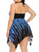 This Blue 1960s Halter One-Piece Skirt Swimsuit carries 1960s vacation dreams in every stitch