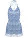 Blue 1960s Halter Sequins Tassel Romper - vintage romper, retro jumpsuit for vintage lovers