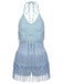Blue 1960s Halter Sequins Tassel Romper - vintage romper, retro jumpsuit for vintage lovers