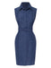 She slips into this Blue 1960s Lapel Sleeveless Belted Dress and suddenly it's a 1960s daydream
