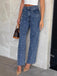 Blue 1960s Pearl Straight Leg Raw Hem Denim Pants - vintage fashion, retro style, classic elegance for vintage lovers