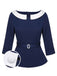 Blue 1960s Peter Pan Collar Belt Top, vintage top, retro blouse - perfect for women who love vintage and retro fashion