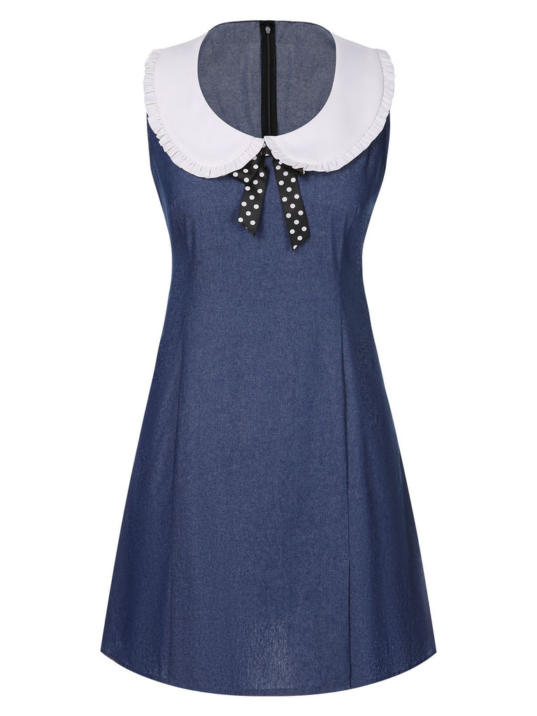 Blue 1960s Peter Pan Collar Denim Dress, vintage dress, retro fashion - perfect for women who love vintage and retro fashion