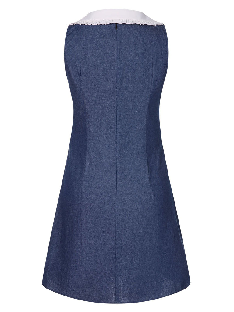 Blue 1960s Peter Pan Collar Denim Dress, vintage dress, retro fashion - perfect for women who love vintage and retro fashion