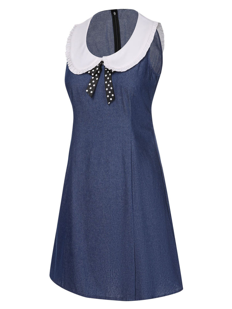 Blue 1960s Peter Pan Collar Denim Dress, vintage dress, retro fashion - perfect for women who love vintage and retro fashion