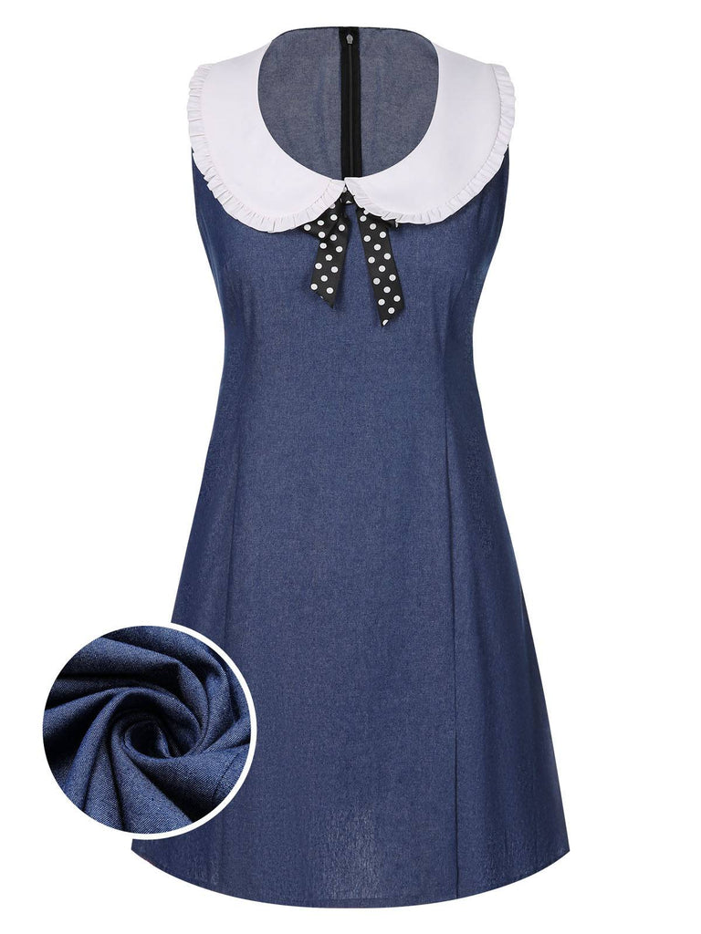 Blue 1960s Peter Pan Collar Denim Dress, vintage dress, retro fashion - perfect for women who love vintage and retro fashion
