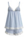 Blue 1960s Pinstripe Lace Trim Babydoll Pajama Set | vintage lingerie, retro nightgown, elegant sleepwear - perfect for retro fashion enthusiasts