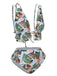 Blue 1960s Plants Back Tie Ruffles Swimsuit: 1960s Riviera elegance, reimagined for her