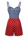 Blue 1960s Polka Dots Spaghetti Straps Romper, vintage romper, retro jumpsuit - perfect for women who love vintage and retro fashion