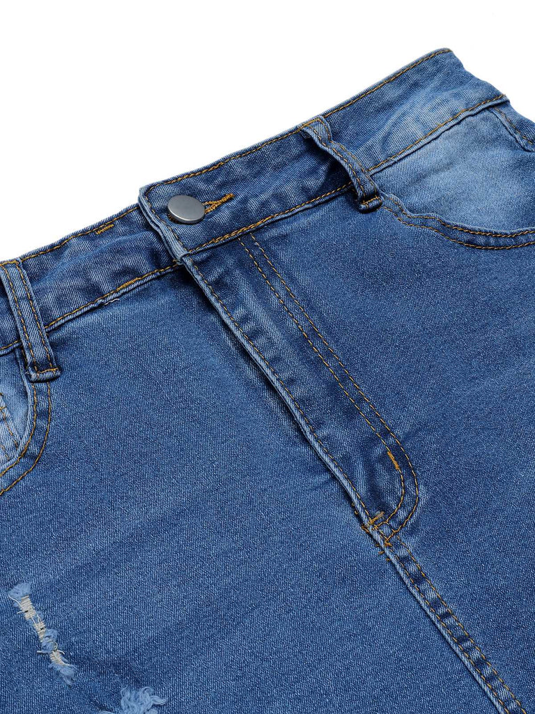 Blue 1960s Ripped Denim Skirt — because 1960s glamour deserves an encore