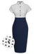Blue 1960s Shirt Collar Polka Dots Patchwork Dress, vintage dress, retro fashion - perfect for women who love vintage and retro fashion