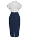 Blue 1960s Shirt Collar Polka Dots Patchwork Dress, vintage dress, retro fashion - perfect for women who love vintage and retro fashion