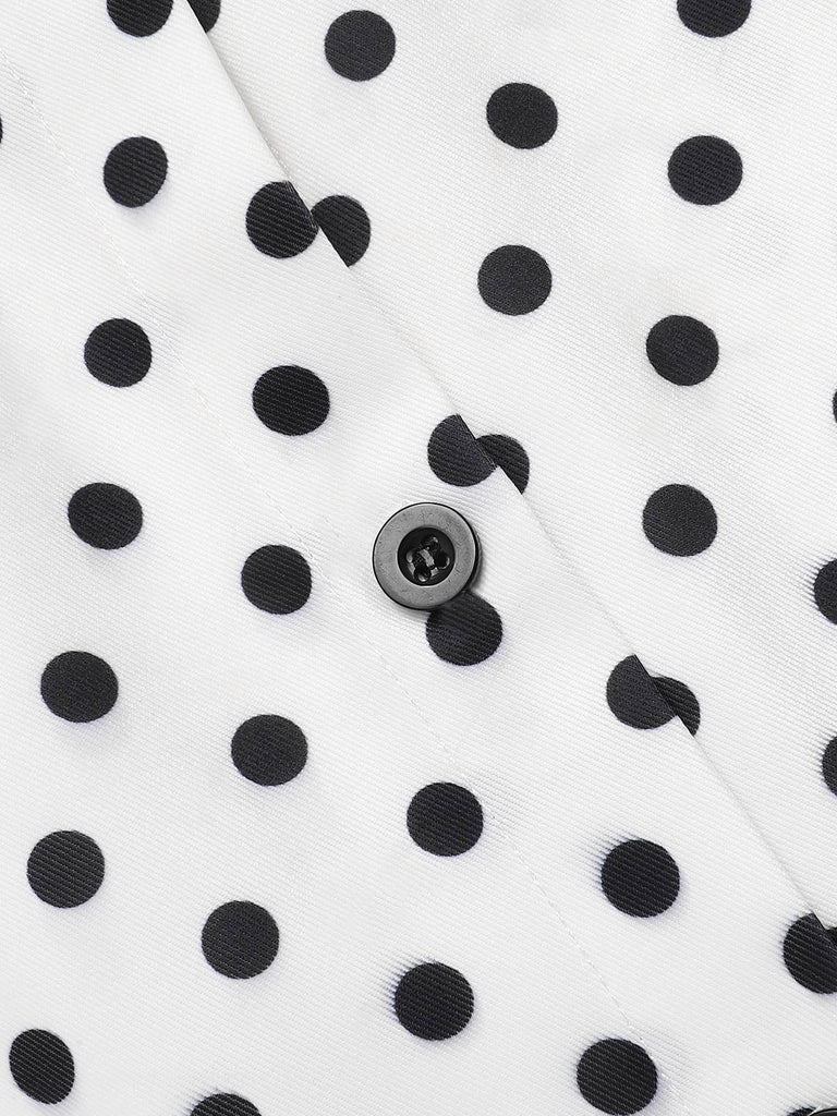 Blue 1960s Shirt Collar Polka Dots Patchwork Dress, vintage dress, retro fashion - perfect for women who love vintage and retro fashion