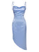 Blue 1960s Spaghetti Strap Irregular Hem Satin Dress: where 1960s romance meets her modern spirit