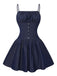 Blue 1960s Spaghetti Strap Ruched Mini Dress - vintage dress, retro fashion