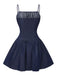 Blue 1960s Spaghetti Strap Ruched Mini Dress - vintage dress, retro fashion