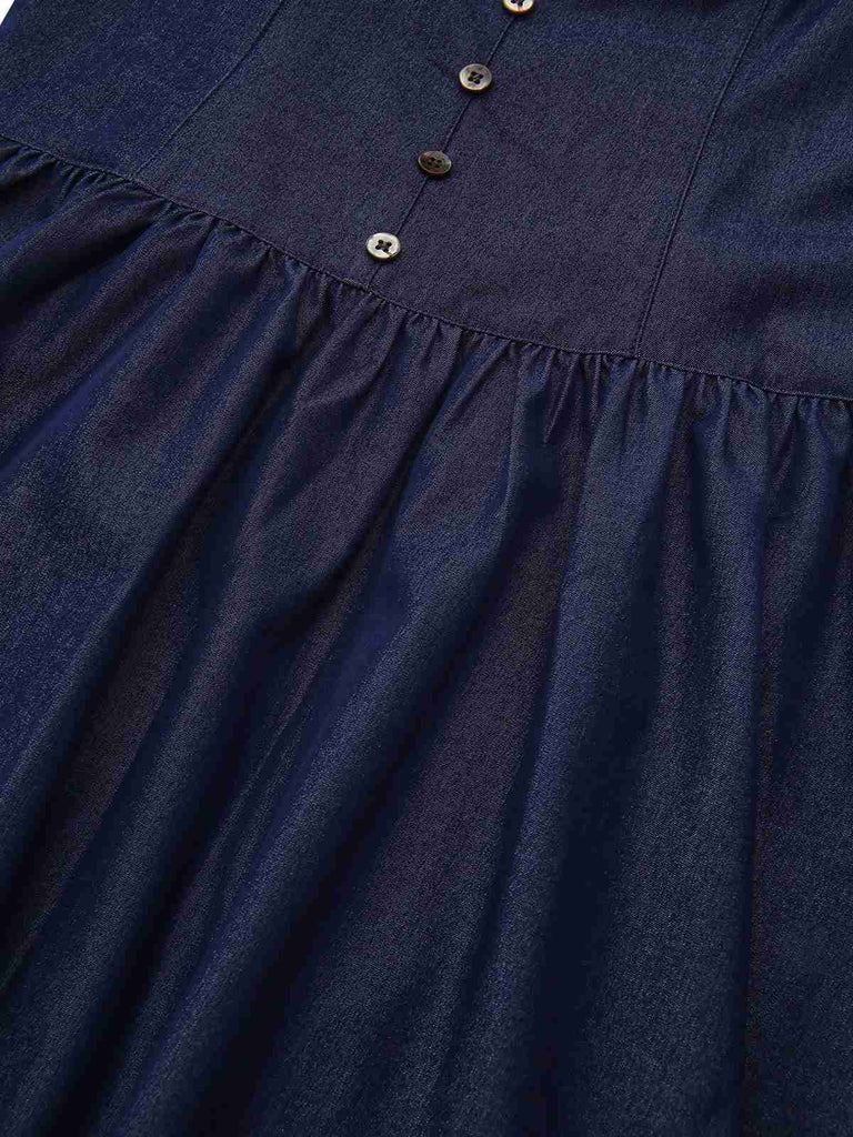Blue 1960s Spaghetti Strap Ruched Mini Dress - vintage dress, retro fashion