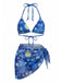Blue 1960s Halter Tie Van Gogh Starry Night Tankini 2