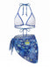 Blue 1960s Halter Tie Van Gogh Starry Night Tankini 3