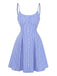 Blue 1960s Striped Buttons Spaghetti Strap A-Line Dress: beautiful vintage dress, retro fashion, elegant style with timeless appeal