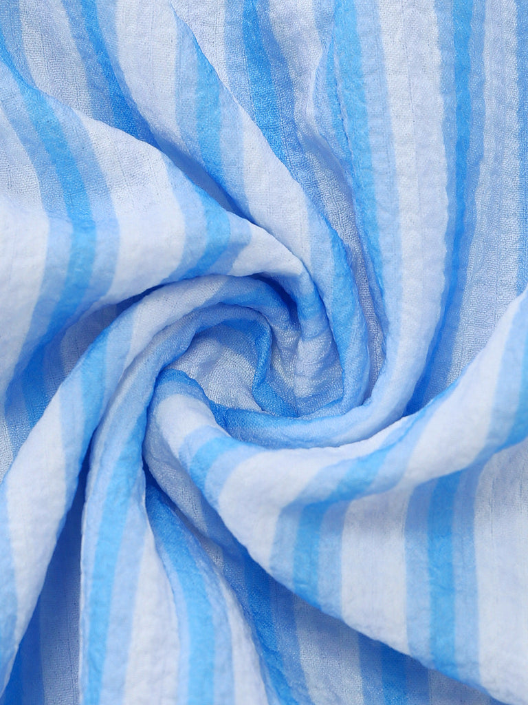 Blue 1960s Striped Short Sleeve Romper 4