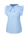Blue 1960s Tie Neck Polka Dots Ruffles Blouse: a 1960s classic that whispers rather than shouts