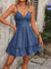 Blue 1960s Twist Knot Spaghetti Strap Ruffled Dress - vintage dress, retro fashion for vintage lovers