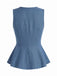 Blue 1960s Sleeveless Fitted Bodycon Blouse 5