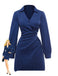 Blue 1960s V-Neck Wrap Striped Shirt Dress - vintage dress, retro fashion