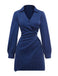 Blue 1960s V-Neck Wrap Striped Shirt Dress - vintage dress, retro fashion