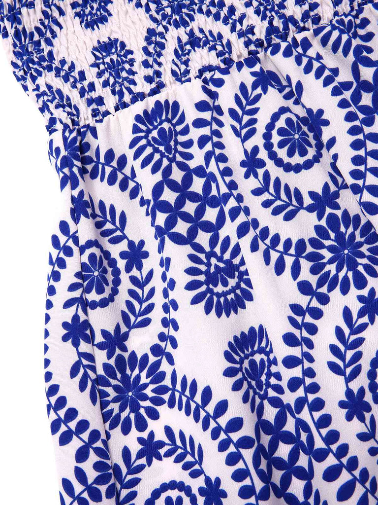 Blue 1970s Bohemian Straps Print Sleeveless Dress, vintage dress, retro fashion - perfect for women who love vintage and retro fashion
