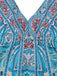 Blue 1970s Boho Paisley Halter Fit Flare Midi Dress, vintage dress, retro fashion - perfect for women who love vintage and retro fashion