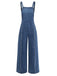Blue 1970s Denim Wide-Leg Overalls Frayed Jumpsuit: beautiful vintage romper, retro jumpsuit, playful style with timeless appeal