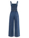 Blue 1970s Denim Wide-Leg Overalls Frayed Jumpsuit | vintage romper, retro jumpsuit, playful style - perfect for retro fashion enthusiasts