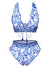 She's wearing Blue 1970s Floral High-Waist Swimsuit and the whole beach remembers the 1970s