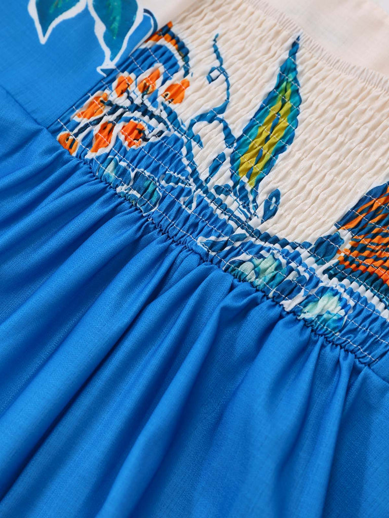 Blue 1970s Vintage Retro Dress 5