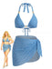 Blue 1970s Halter High Waist Tankini Set - vintage fashion, retro style
