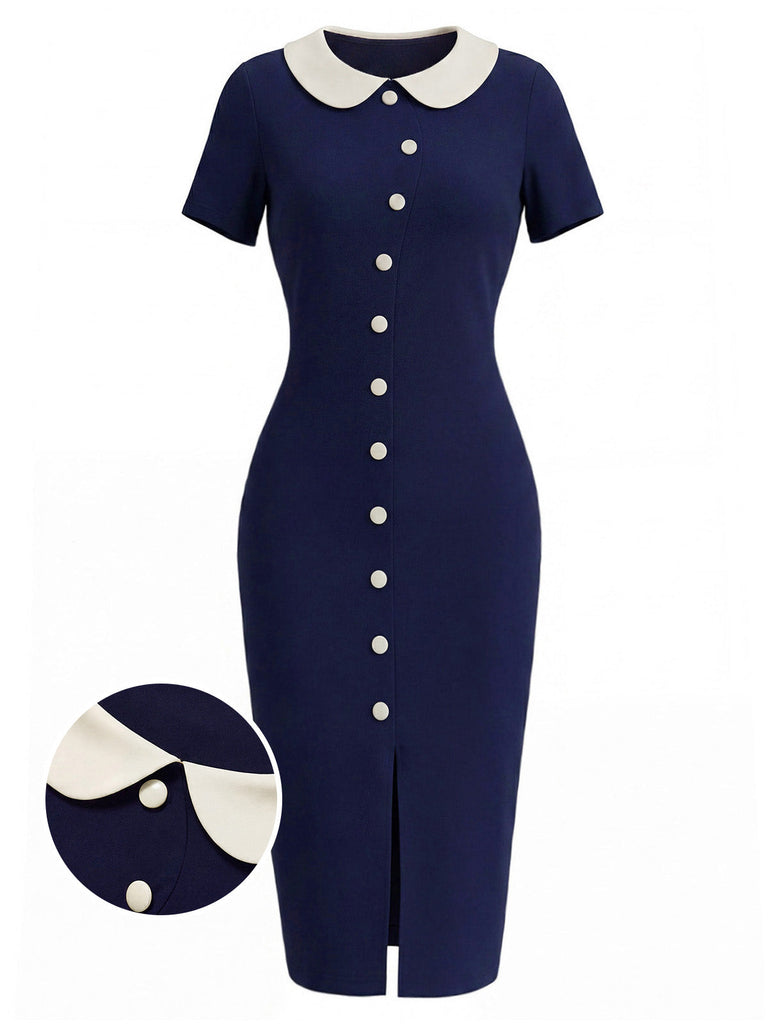 [Pre-Sale] Blue 1970s Knit Peter Pan Collar Dress